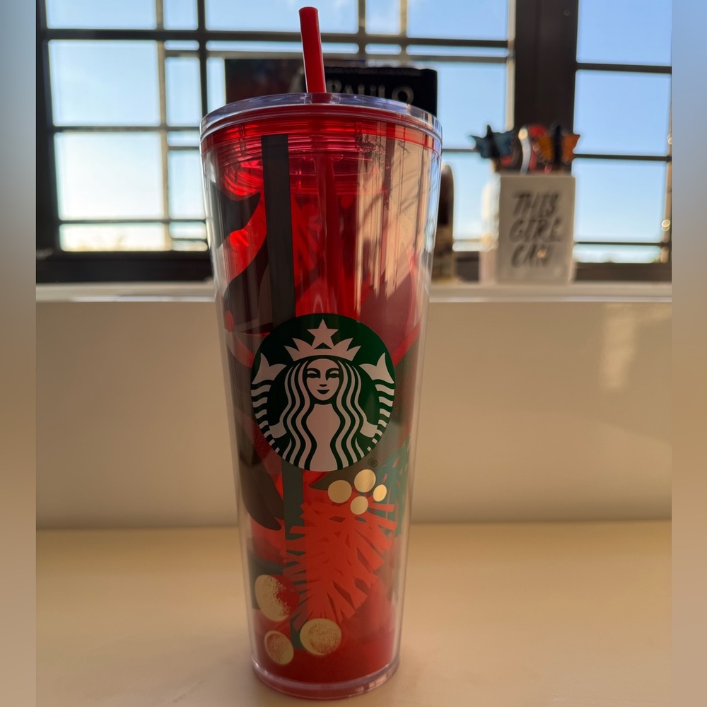 Starbucks Christmas Holiday 2019 Red Pine Cone Holly Venti Cold Cup Tumbler
